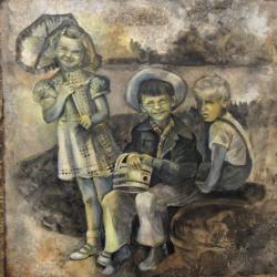 First Day of School-1949 | Karen Thurlow | 20x20 Mixed Media on Canvas | $350.50