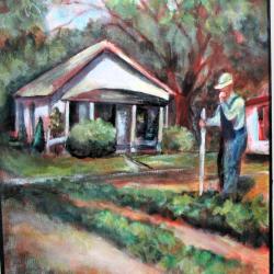 Grandpa Copley in His Garden | Karen Thurlow | 20x16 Acrylic on Canvas | $250