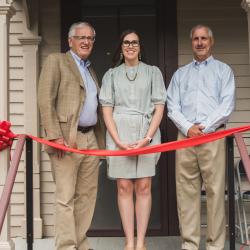 Before the Dedication: (L to R) Robert Thacker, WCF Past President; Ashley Olson, WCF Executive Director; Mark Bostock, WCF President, 