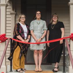 The NWCC Leadership Team: Ashley Olson, Executive Director (middle); Tracy Tucker, left, Director of Collections and Curation; and, Rachel Olsen, right, Director of Education and Engagement 