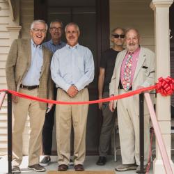 Before the Dedication: (FRONT: L to R) Robert Thacker, WCF Past President; Mark Bostock, WCF President; The Rev. Charles Peek; (REAR: L to R) Peter Cipkowski, WCF Vice-President; Tom Gallagher, WCF Former President 