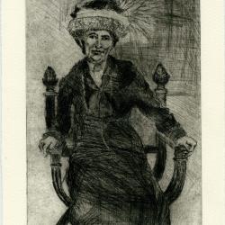 Willa Cather Sitting | Gilead Tadmor | copperplate etching